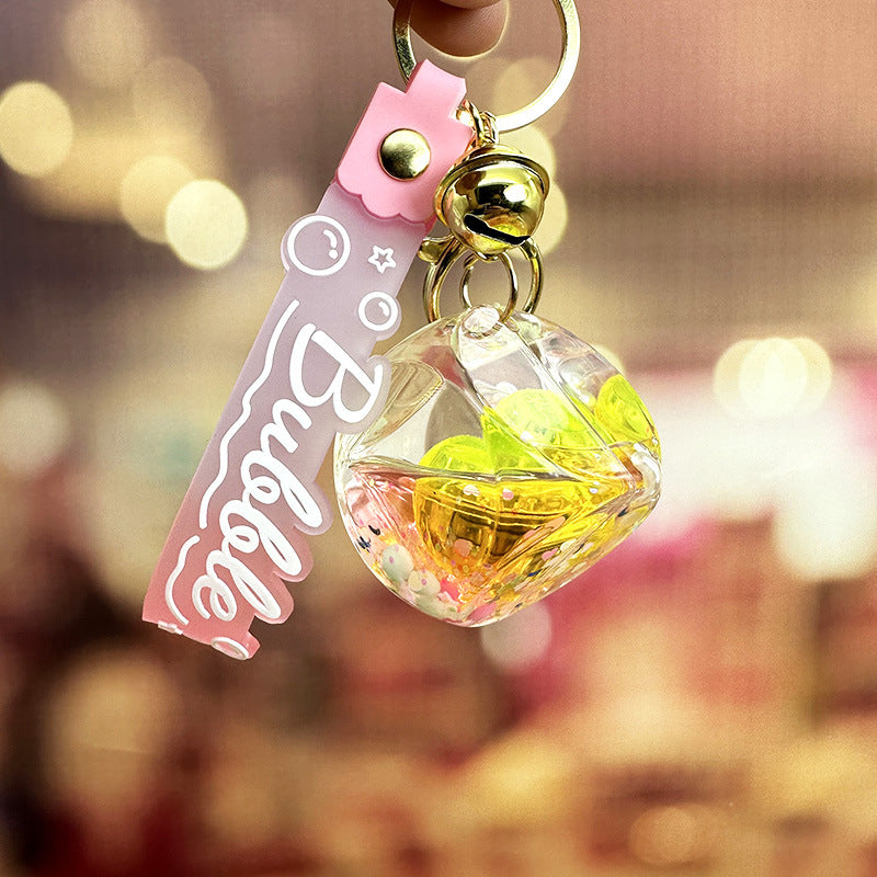 Wholesale Acrylic Oil in Night Light Flashing Square Drifting Bottles Keychain